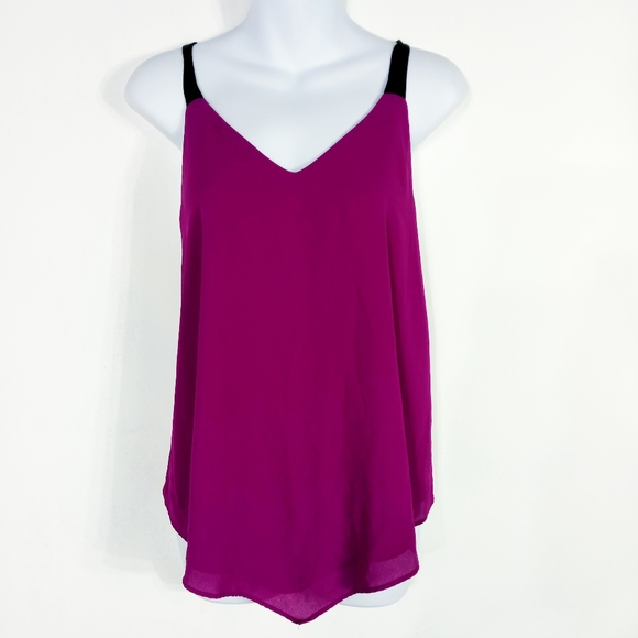 VENUS Tops - VENUS Top  Cross Back Straps Flowy Magenta and Black  Polyester  Women's Size 10